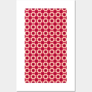 Symmetric Serenity Red Geometric Pattern Posters and Art